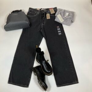 Levi's Women's Ultra-High Rise Ribcage Straight Jeans Black Stonewash 30x27 NEW